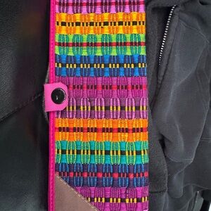 Colorful Woven Clutch with Button Closure